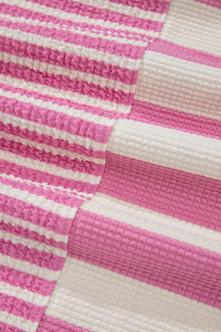 Stilla | Høj-Lav Stribet Rundhalset Kortsleeve T-Shirt
