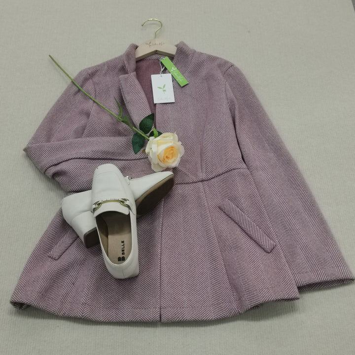 Stilla | Moderne Einfarbige Blazerjacke in Pink Mit Langen Ärmeln