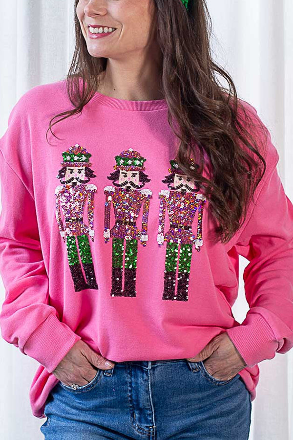 Stilla | Juletilsynsmand Pailletter Løst Casual Sweatshirt