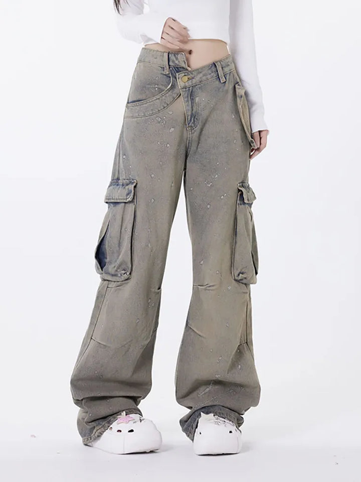 Stilla | Retro Asymmetriske Vaskede Jeans