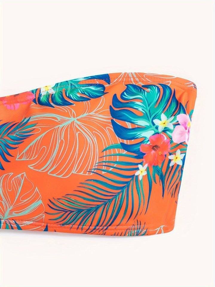 Stilla | Blå Bandeau Bikini Ekstrem Presser Blomster, Høj Talje