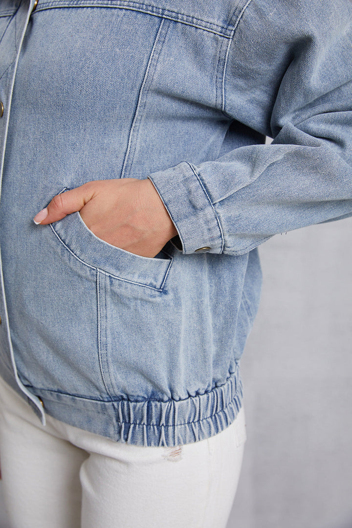 Stilla | Nedrullet Hals Denimjakke