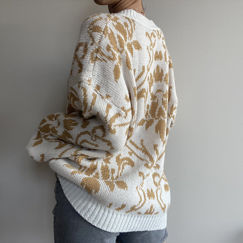 Stilla | Løs sweater i uldblanding med lange ærmer og V-udskæring til damer, forår efterår