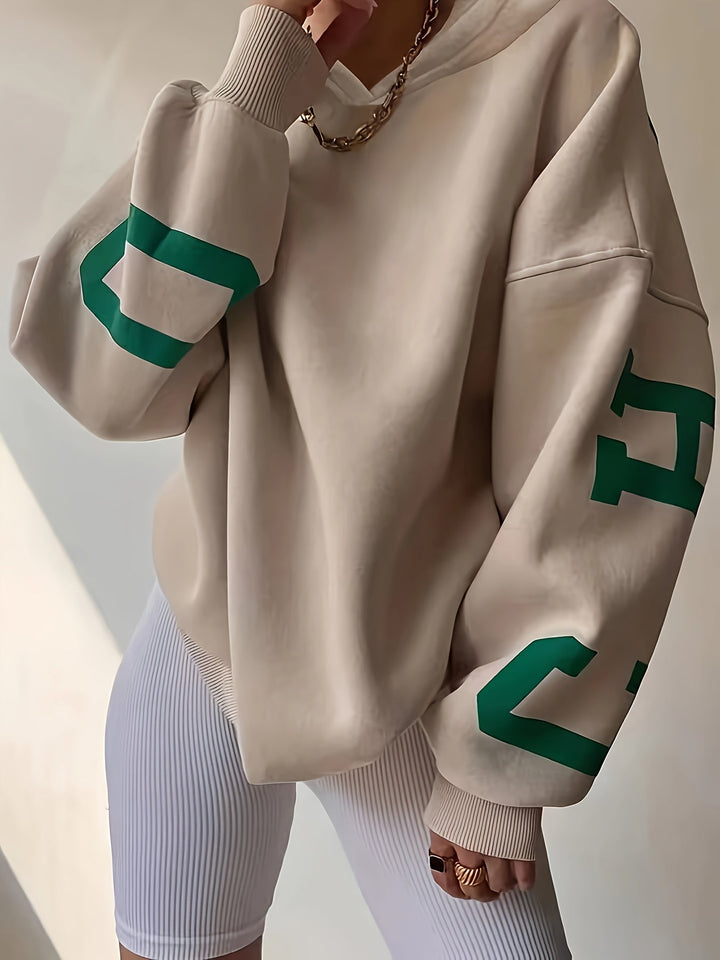 Stilla | Sweatshirt Med Hætte Overdimensioneret Tryk