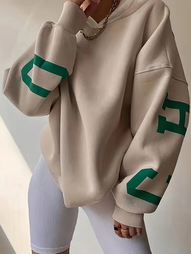Stilla | Sweatshirt Med Hætte Overdimensioneret Tryk