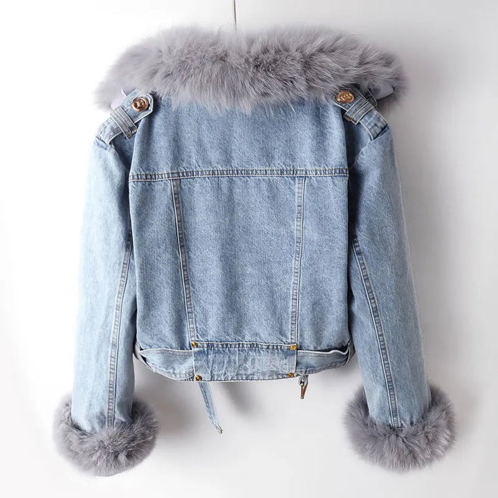 Stilla | Denim og kunstpels elegancejakke