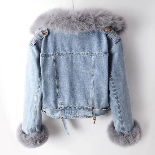 Stilla | Denim og kunstpels elegancejakke