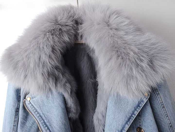 Stilla | Denim og kunstpels elegancejakke