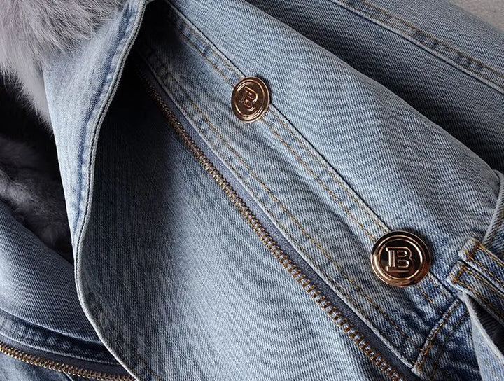 Stilla | Denim og kunstpels elegancejakke