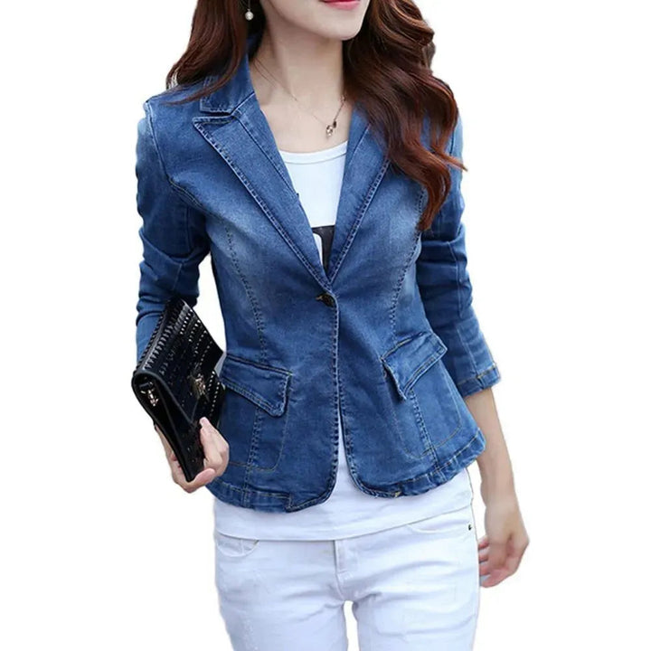 Stilla | Denim Jean Blazer Dame - Løs - Ensfarvet