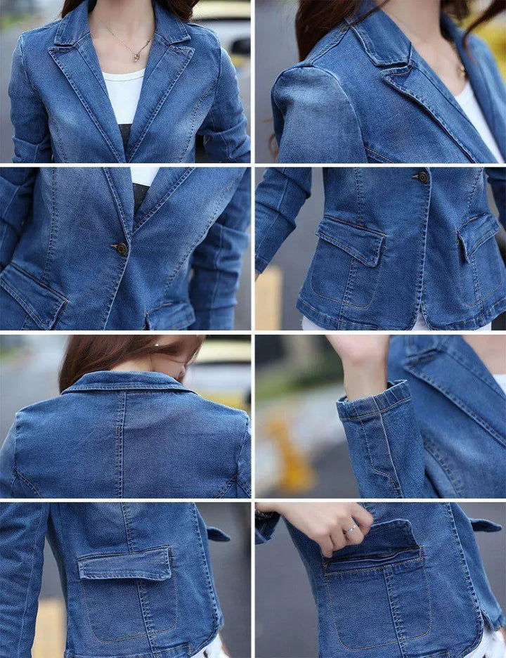 Stilla | Denim Jean Blazer Dame - Løs - Ensfarvet