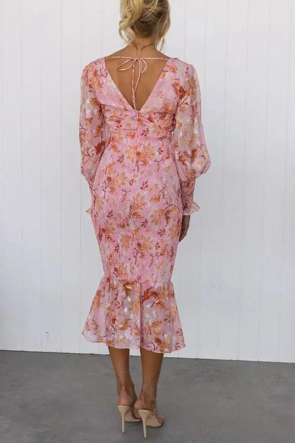 Stilla | Blomster Ruffle Mid Kjole
