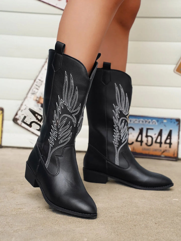 Stilla | Skinnende cowboystøvler i metallic-look