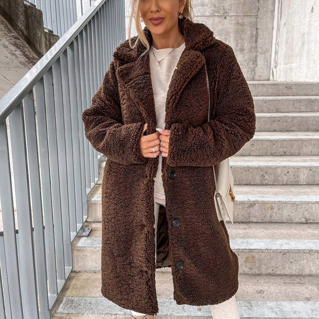 Stilla | Dame Oversized Teddy Langfrakke