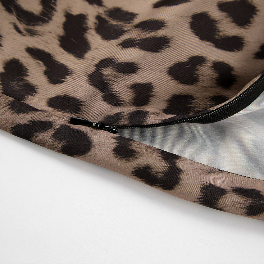 Stilla | Satin-nederdel med leopardmønster