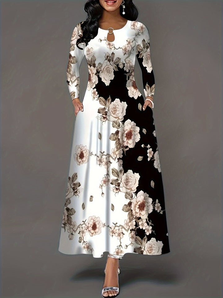 Stilla | Elegante Nøglehulskjole Med Blomsterprint