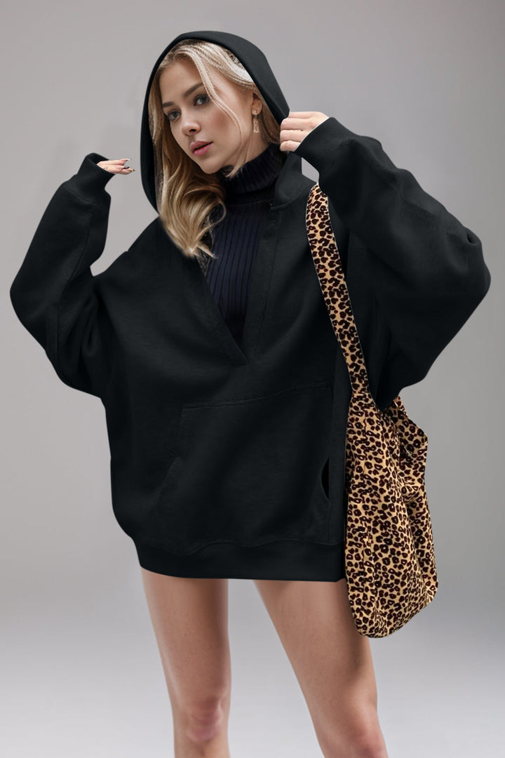 Stilla | Basic Bae Air Scuba Hættepullover Med Lange Ærmer og Kængurulomme