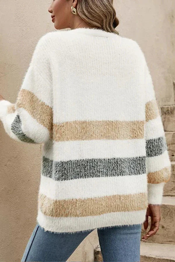 Stilla | Stribet Strikcardigan
