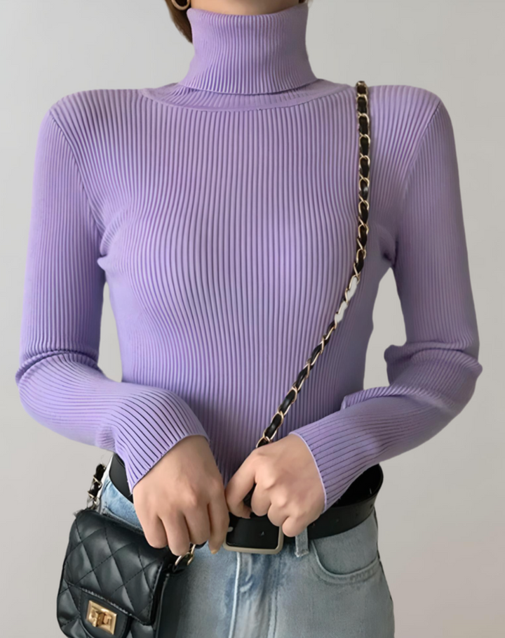 Stilla | Elegant og Behagelig Rullekravepullover med Subtilt Ribdesign