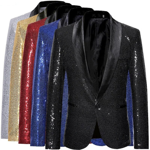 Stilla | Skinnende guld Squin-Glitz med knapper, herre fleece blazer