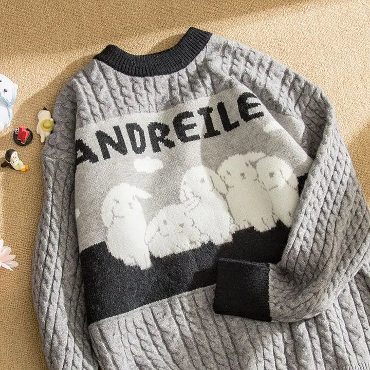 Stilla | Drejet Pullover Med Pastel Sky Mønster