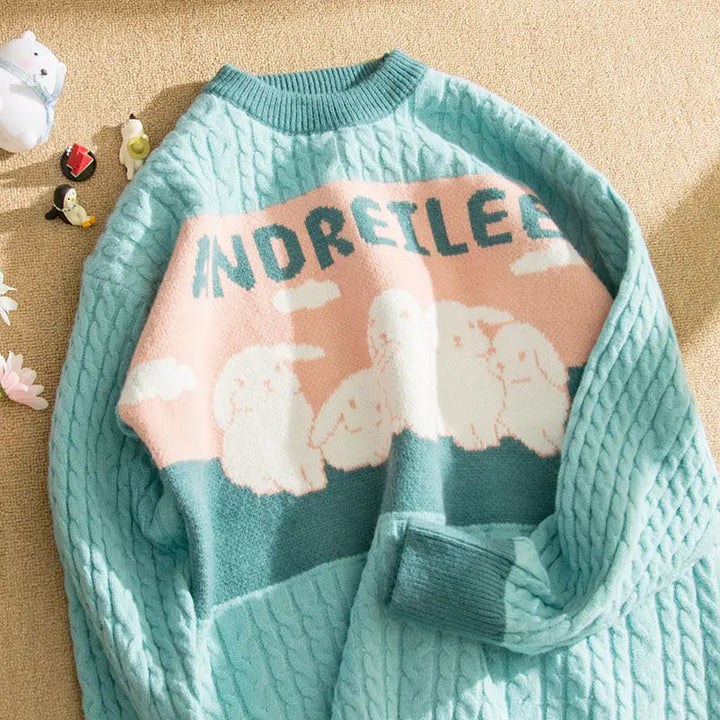 Stilla | Pullover af snoet maskenvare med pastelfarvet skyllemønster