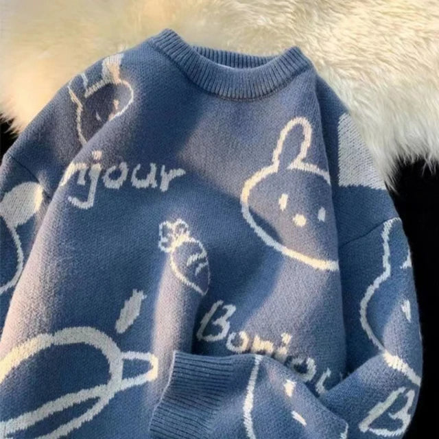 Stilla | Drejet Pullover med Pastel Sky Mønster