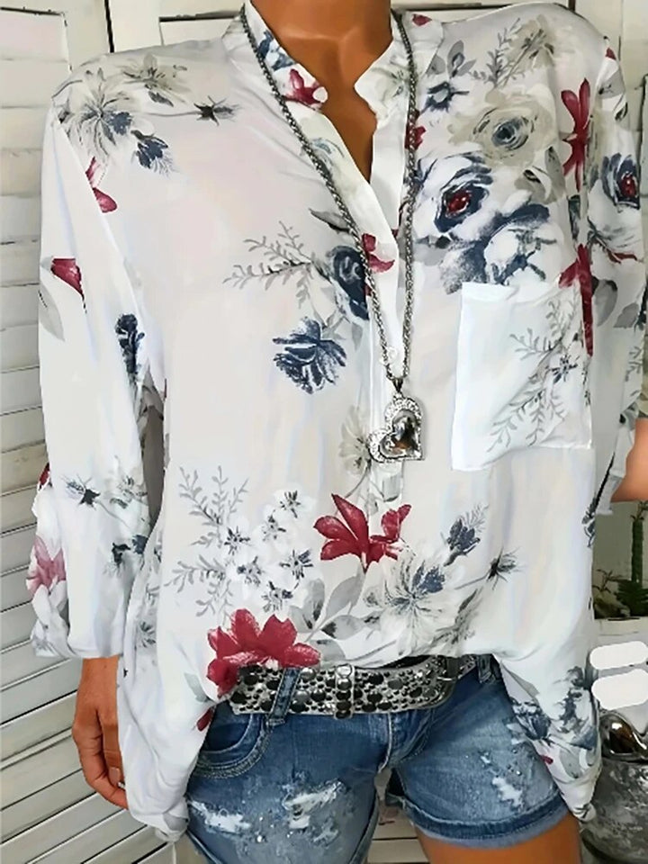 Stilla | Trendy Pull up Shirt med V-udskæring og Store Størrelser
