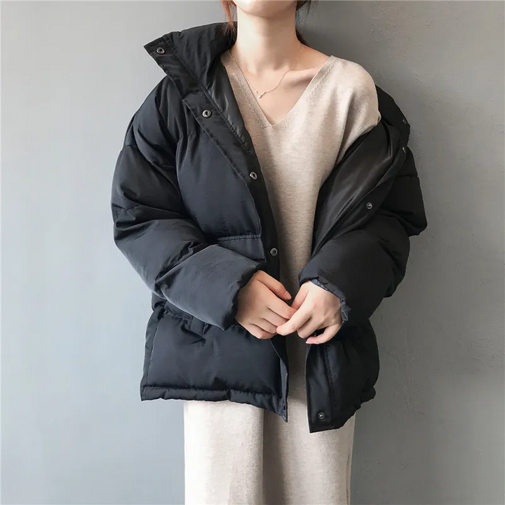 Stilla | Parka-jakke Overstørrelse Quilted isolering Høj krave Trykknaplukning