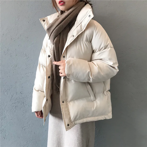 Stilla | Parka-jakke Overstørrelse Quilted isolering Høj krave Trykknaplukning