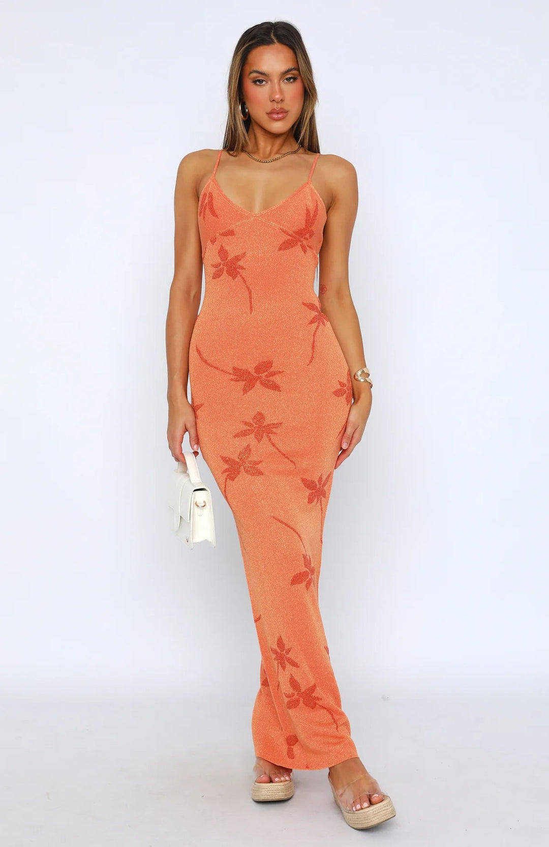 Stilla | Blomstret Sommer Maxi Kjole Orange