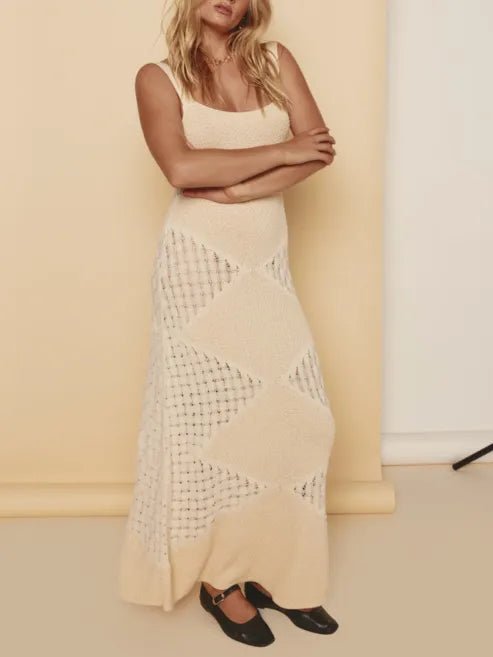 Stilla | Strikket Bodycon Maxikjole Beige