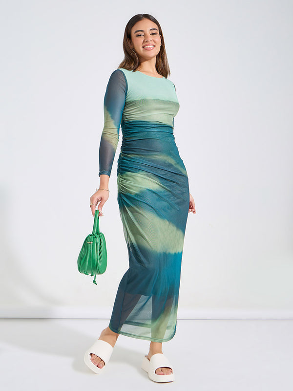 Stilla | Tie Dye Mesh Maxikjole Grøn