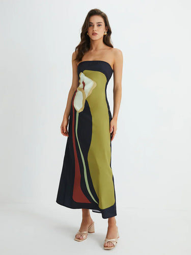 Stilla | Bandeau Midi Kjole Grøn
