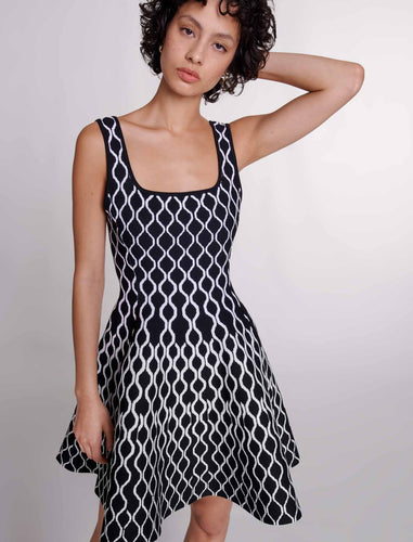 Stilla | Plaid Print Strik Mini Kjole Sort