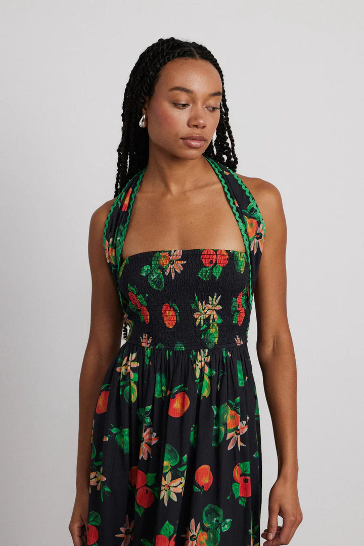 Stilla | Apple Print Midikjole Sort