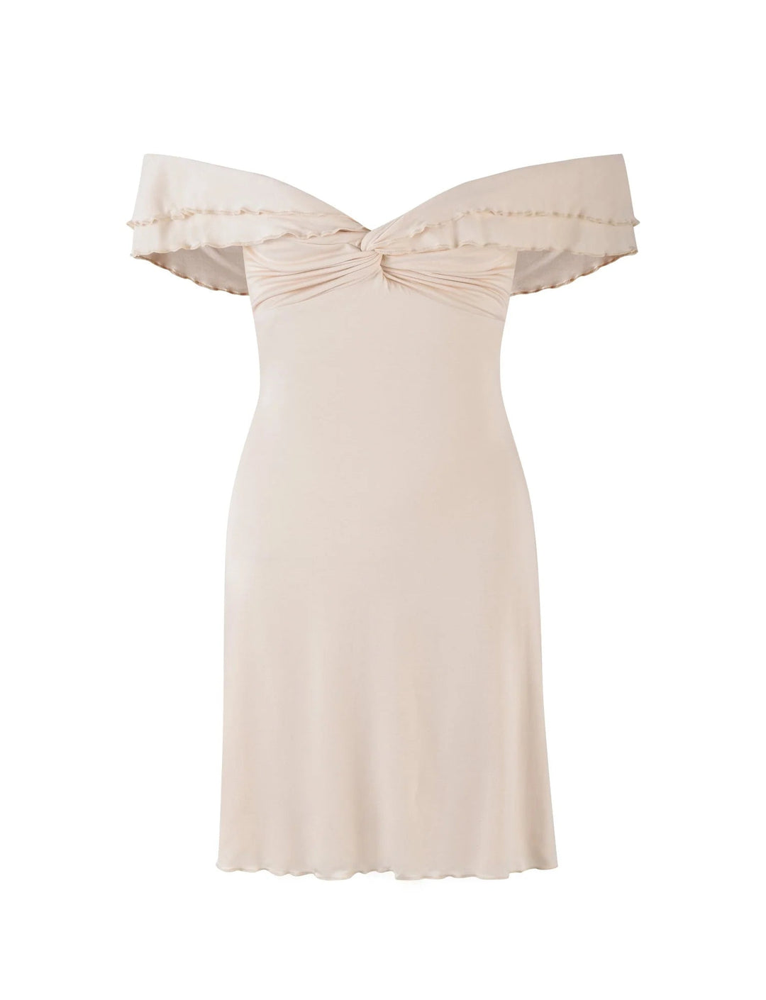 Stilla | Off the Shoulder Mini Kjole Beige