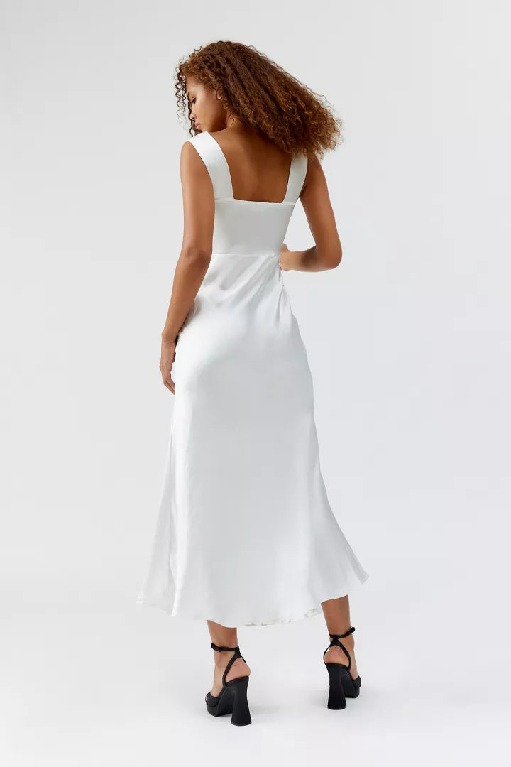 Stilla | Cut Out Lace Trim Maxikjole Hvid