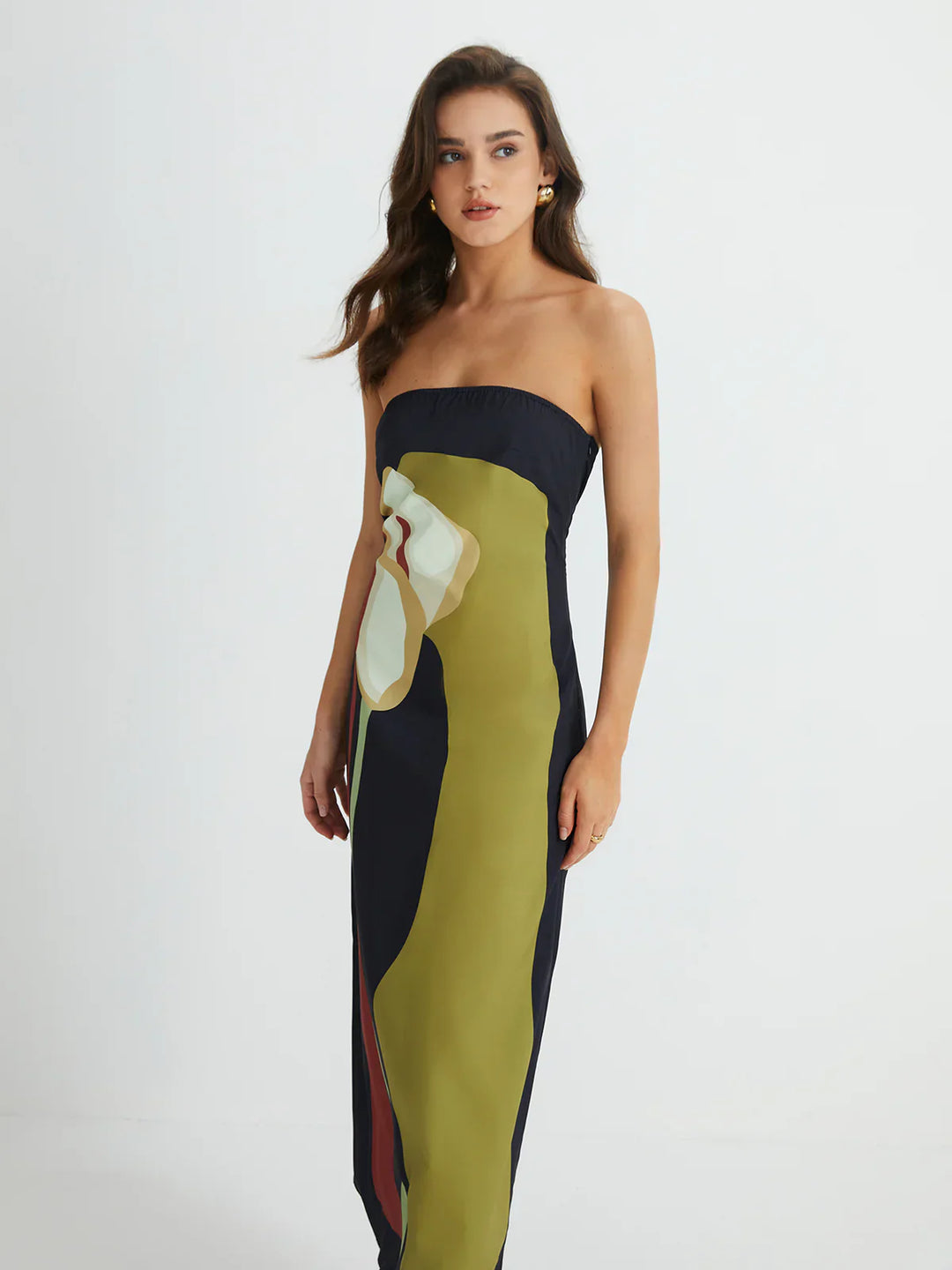 Stilla | Bandeau Midi Kjole Grøn