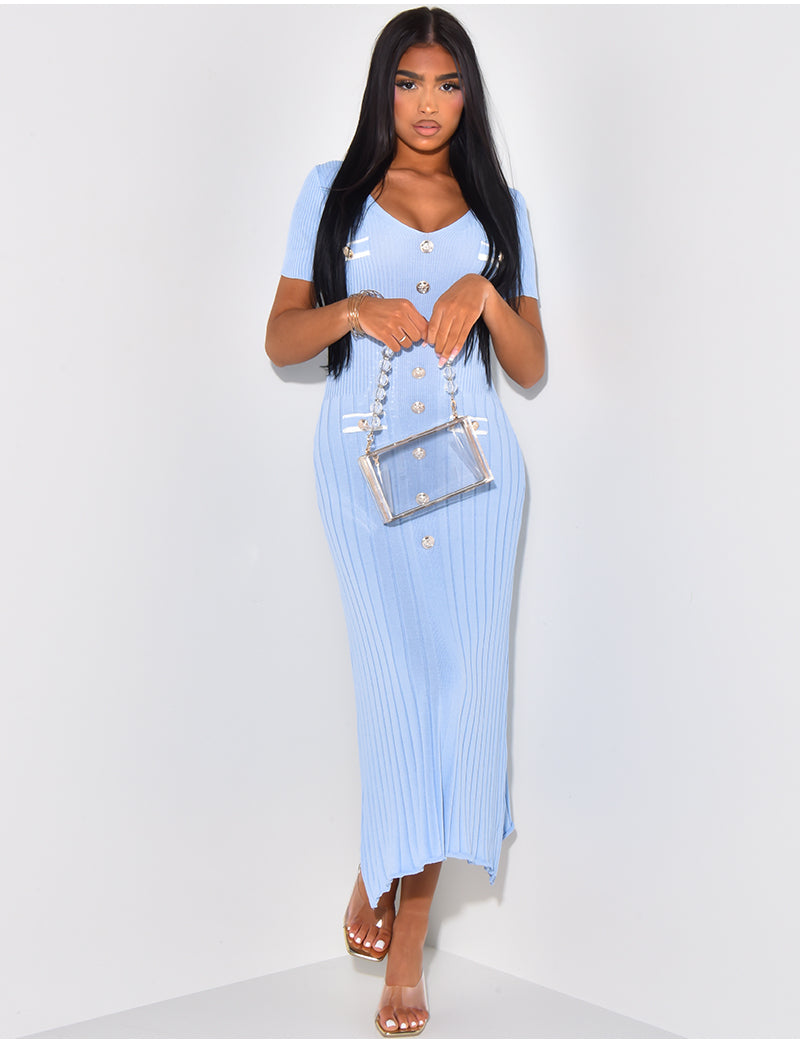 Stilla | Button up Strikket Maxikjole