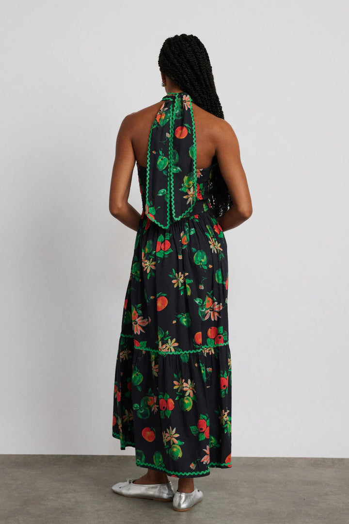 Stilla | Apple Print Midikjole Sort