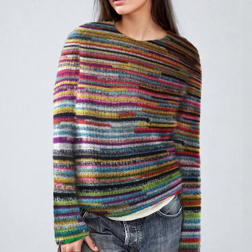 Stilla | Stribet strikket sweater til damer i moderne stil