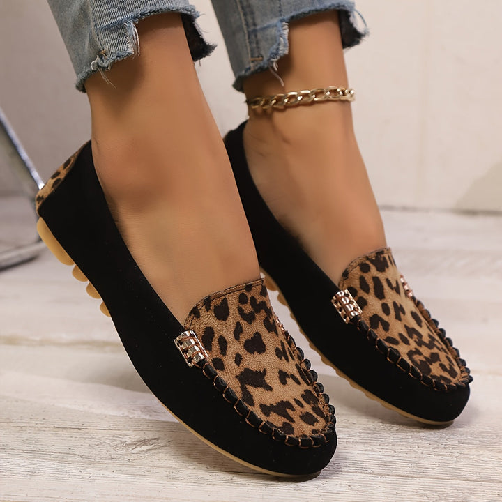 Stilla | Sommer Loafers Til Damer Komfortable Slip on Sko Med Leopardprint
