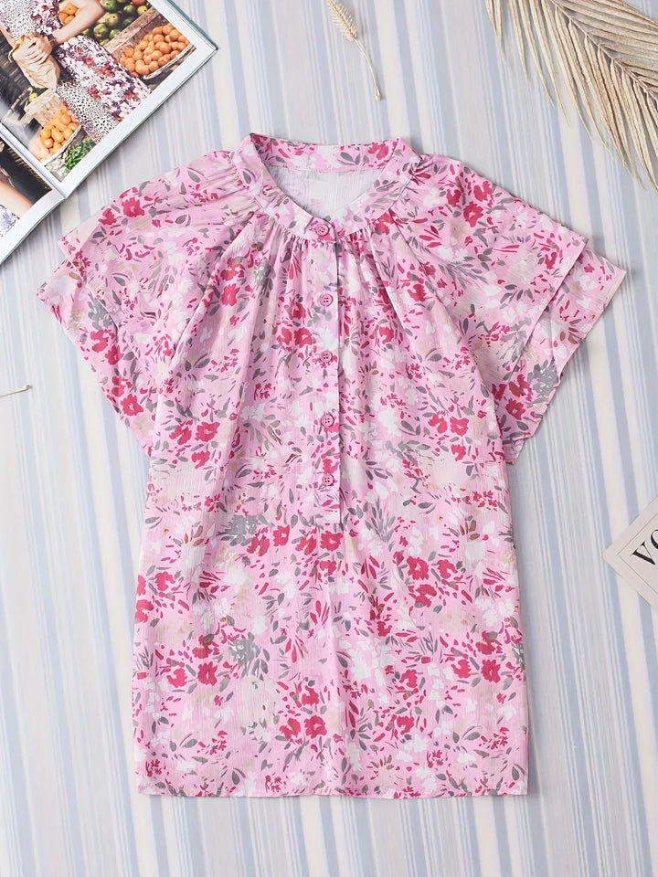 Stilla | Bluse med blomstermotiv og volanger