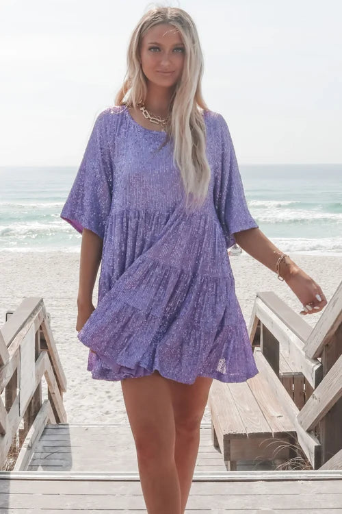 Stilla | Behagelig Babydoll Kjole Med Pailletter