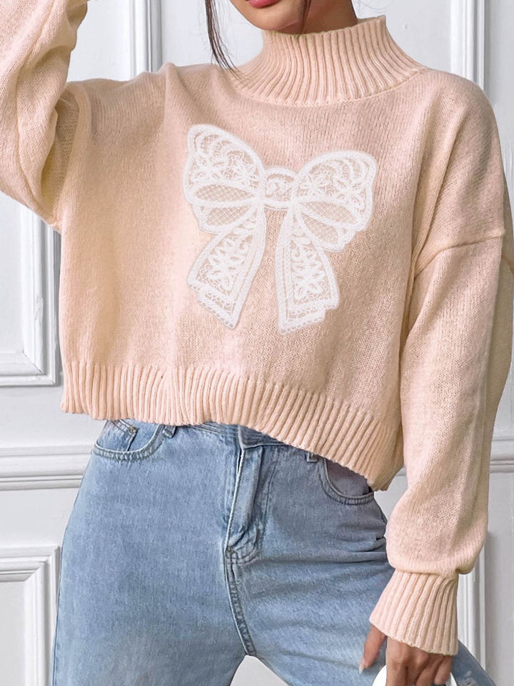 Stilla | Rullekrave sweater med sløjfe og lange ærmer