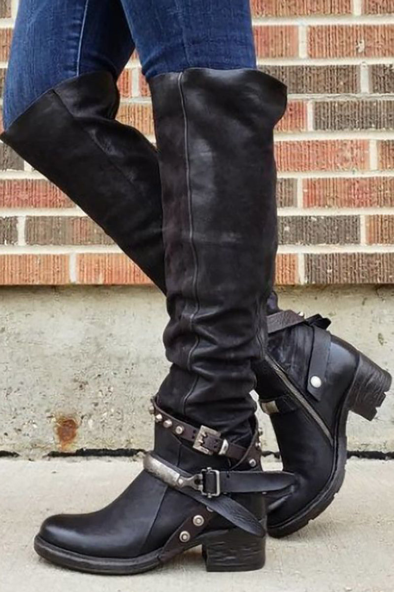 Stilla | Rivet Strap Indpakket Moto Støvler