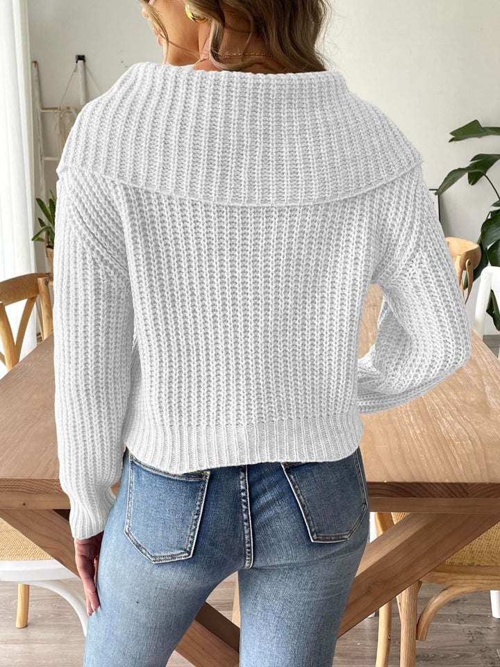 Stilla | Sweater Med Lange Ærmer I Kastanjefarvet Strik