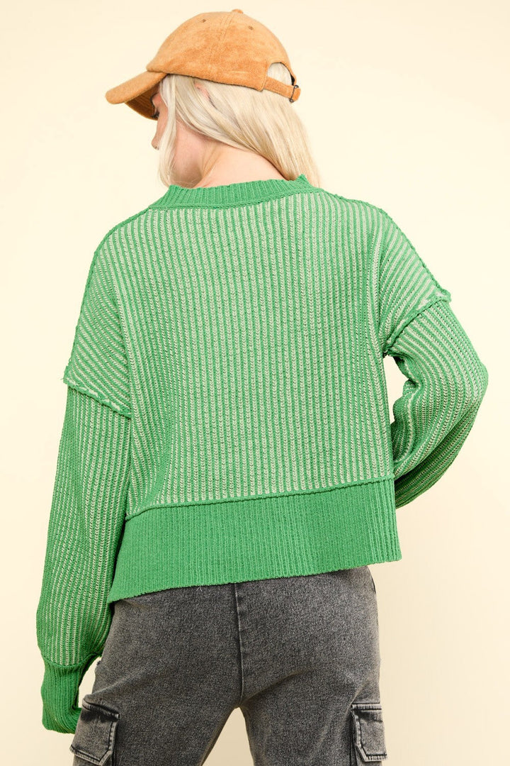 Stilla | Korte Stribet Sweater Med Synlige Sømme