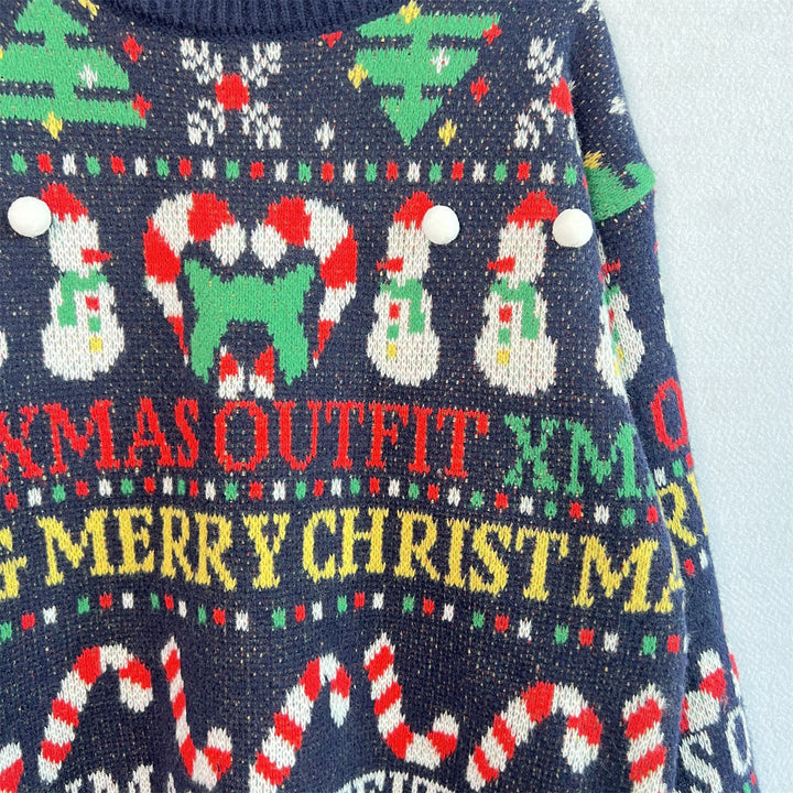 Stilla | Pullover med lange ærmer og rund halsudskæring med julemotiv
